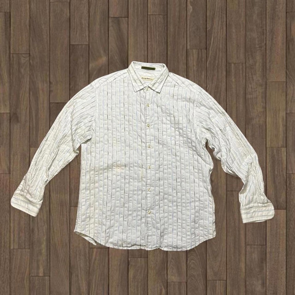 Tommy Bahama Button Up Striped Cotton and Silk‎ Men's L